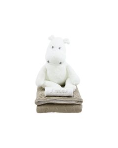 Baby's Only babydeken kabel Chennille met gebreid nijlpaard, 