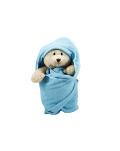 Badcape met knuffelbeer Buster - aqua blauw