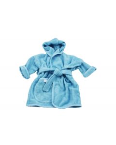 Badjasje met naam geborduurd 0 -1 jaar, aqua blauw