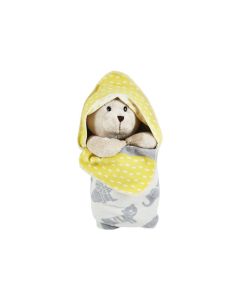 Bear Buster met capuchon babydeken Zoo - geel/grijs