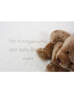 Babydeken met uw eigen tekst en teddybeer