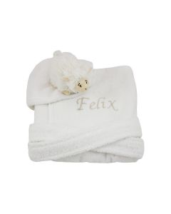 Witte badjas met roomwitte Tiny Lammy, 0-1 jaar