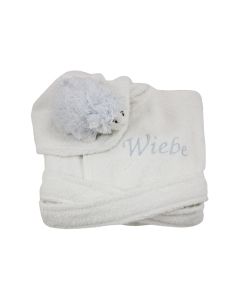 Witte badjas met lichtblauwe Tiny Lammy, 1 - 2 jaar