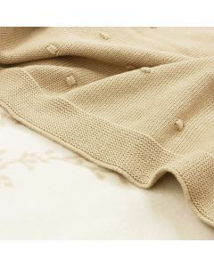 Babydeken met knots met babynaam, beige