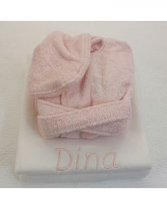 Badjasje op katoenen babydeken, roze