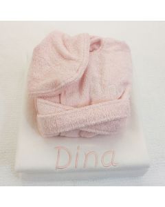 Badjasje op katoenen babydeken, roze