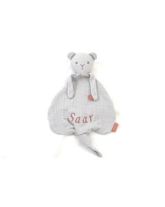 BamBam Organic Grey Bear Tuttle  met naam, gratis verzending