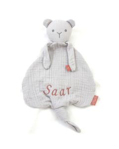 BamBam Organic Grey Bear Tuttle  met naam, gratis verzending
