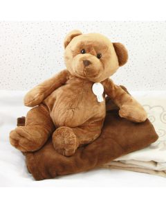Bear Boris op babydeken, cinnamon