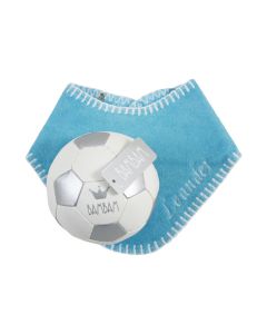 Bambam voetbal op Bandana Bib, roze, antraciet of aqua