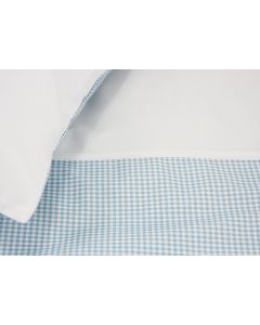 Babybeddengoed - Vichy ruit dekbedovertrek met naam - lichtblauw/wit
