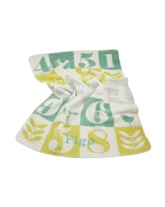 Biologische katoenen babydeken met getallenprint, chartreuse / pale green