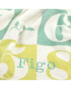 Biologische katoenen babydeken met getallenprint, chartreuse/pale green