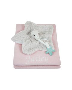 Duck Doby speentuttle op katoenen babydeken, roze