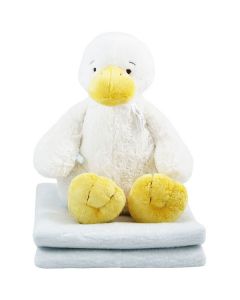 Duck Dulio op katoenen deken, lagoon of wit