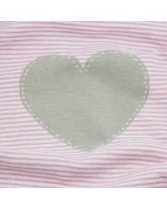 Taupe/roze streep katoenen babydeken met hartje