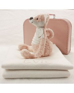Kraamkoffer, Swan Swizzle of Happy Skunk met katoenen babydeken