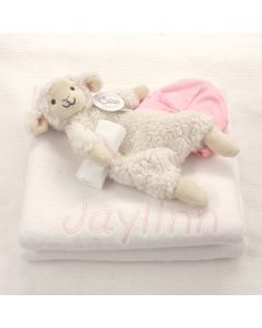 Lamb Leo tuttle op katoenen deken - lichtroze