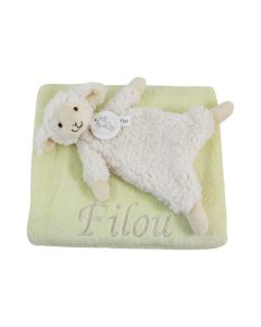 Vintage Lamb Leo tuttle op lentegroene babydeken