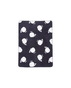 Hippe babydeken van biologisch katoen met walvis, marine/wit