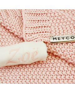 Gebreide katoenen babydeken van Meyco, roze gemeleerd