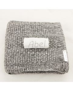 Gebreide katoenen babydeken van Meyco, grijs gemeleerd