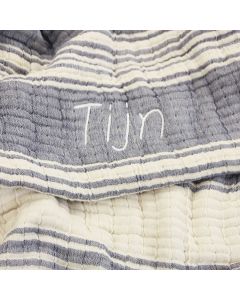 Babydeken pre-washed hydrofiel jacquard Stripe, indigo