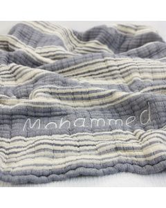 Babydeken pre-washed hydrofiel jacquard Stripe, indigo