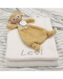 Monkey Mano op zachte katoenen babydeken