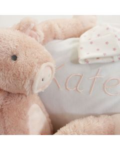 Kraammand Pig Pinky knuffel en kussentje