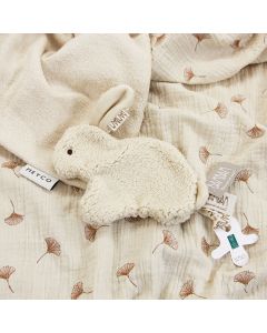 Rabbit Tuttle op pre-washed hydrofiel Ginkgo babydeken, naturel