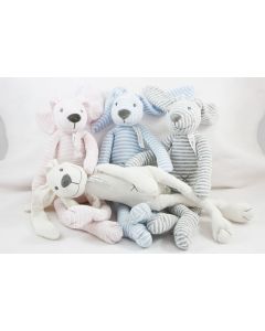 Rabbit Reece op babytray, blue, pink of wit linnen