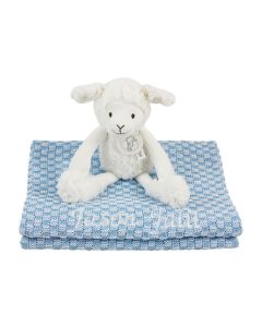 Sheep Skyler op gebreide babydeken, lichtblauw