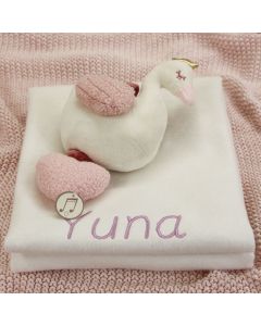 Swan musical op katoenen babydeken